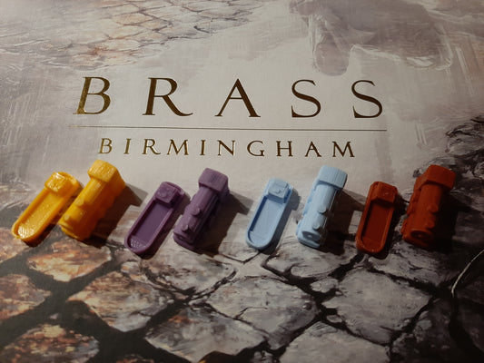 BRASS BIRMINGHAM / LANCASHIRE Deluxe Link Tiles 112 pieces (14 trains + 14 barges (ships) per colour)